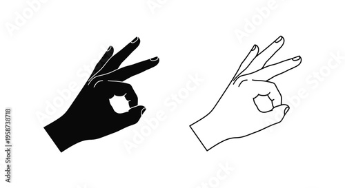 Two hands making the ok gesture in contrasting black and white