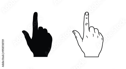 Two hands gesturing upward one solid black and one white outline