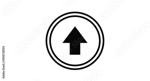 Simple black and white icon depicting an upward pointing arrow inside a circle