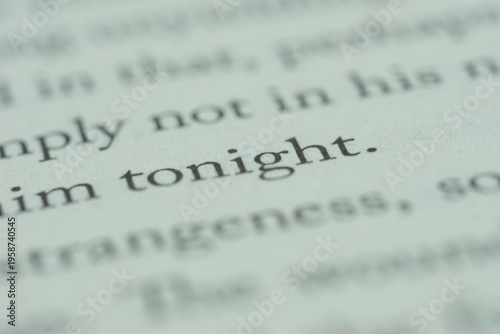Photos tonight text texture black ink paper surface close up macro shot of printed word