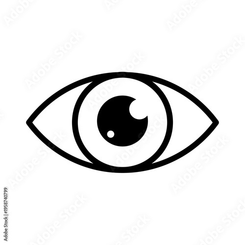 Minimalist vector illustration of a human eye with clean black outline. Simple and modern design, ideal for vision, perception, beauty, and graphic use