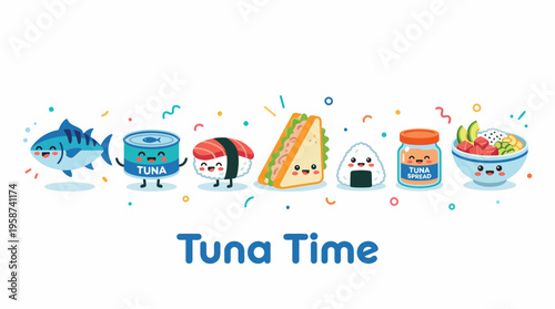 Enjoy the Delicious Taste of Tuna Time with a Variety of Fun and Cute Food Illustrations
