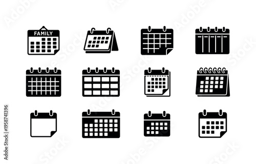 Collection of diverse calendar icons representing different planning and scheduling styles
