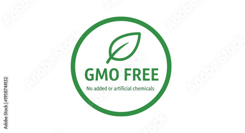 GMO Free green label with leaf icon Natural product quality vector EPS10 Stock.eps