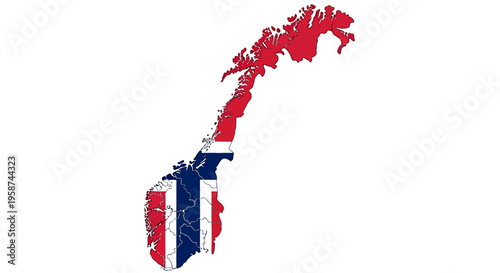 Norway map with national flag and administrative divisions vector illustration EPS10 Stock.eps