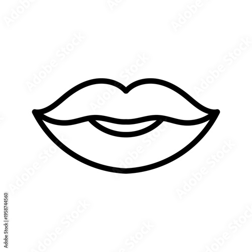 Minimalist vector illustration of lips with clean black outline. Simple and modern design, ideal for beauty, expression, and graphic use
