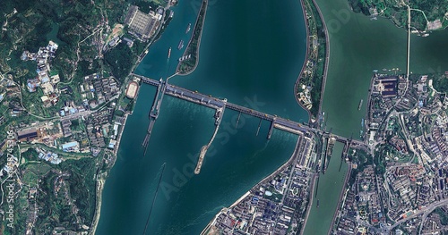 Tableau sur toile Yangtze River China Aerial Satellite View of Asia’s Most Famous Waterway