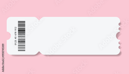 Admit ticket mockup. Empty flat template Ticket. For cinema, sale coupon, circus, theater, festival. Minimalist coupon. Isolated background	