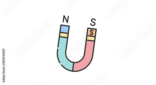 Colorful Horseshoe Magnet with Poles.