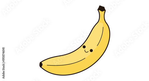 Smiling Yellow Cartoon Banana Fruit.