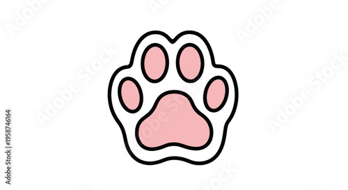 Cartoon cat paw print closeup.