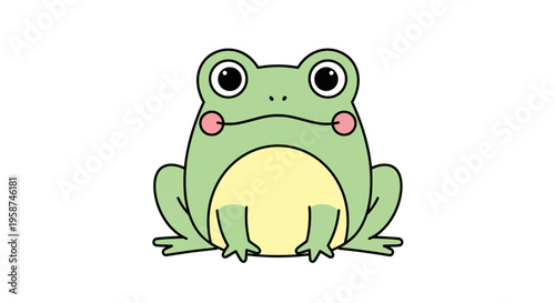 Cute Green Frog Sitting Alone.