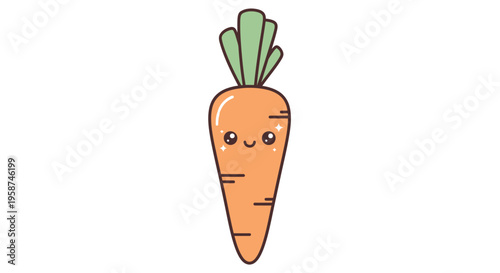 Cartoon carrot with smiling face.