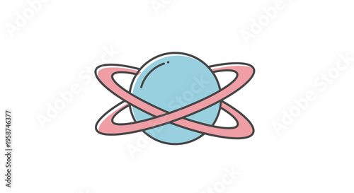 Simple cartoon planet with rings.