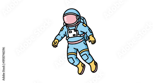 Astronaut in Space Suit Floating.
