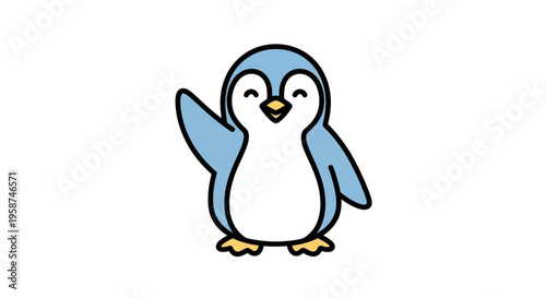 Smiling Cartoon Penguin Character Design.