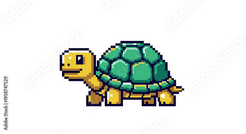 Pixel Art Turtle Character Illustration.