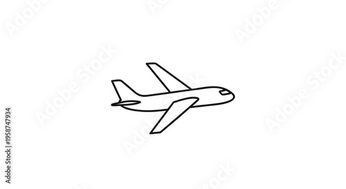 Airplane icon, aircraft symbol, flight illustration, travel vector