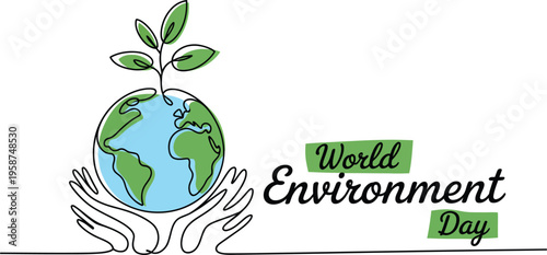 World Environment Day with hands holding a sprouting planet