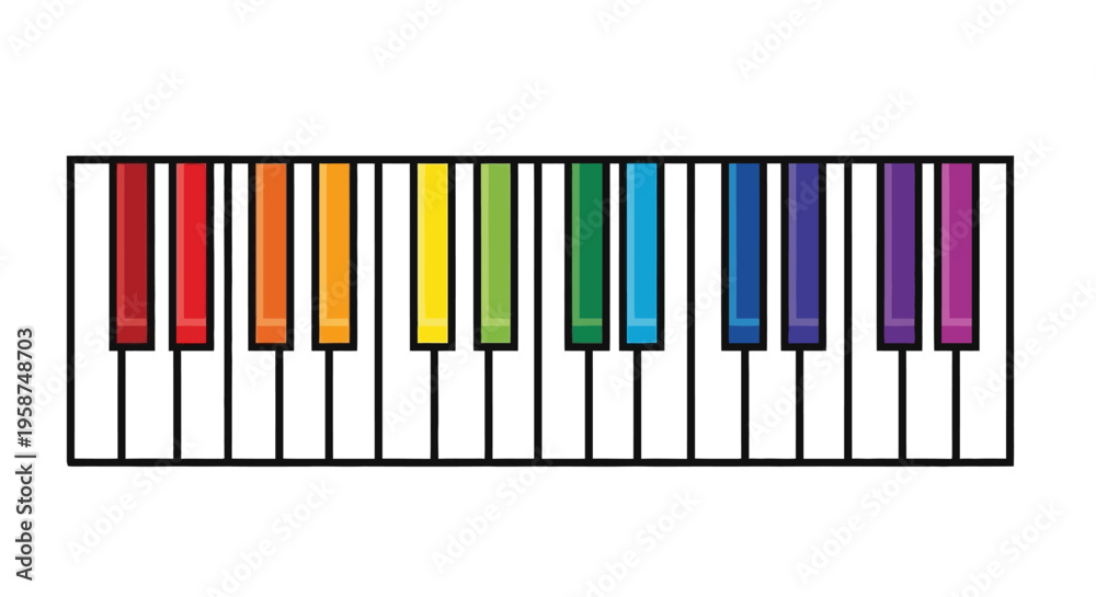 Fototapeta premium Colorful Piano Keyboard Keys Musical Instrument Illustration.