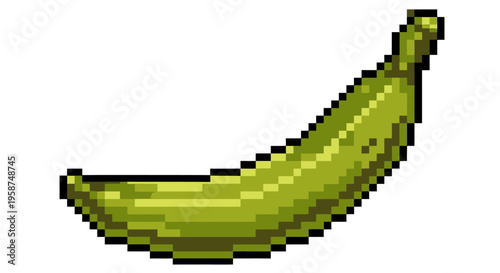 Pixel Art Banana Fruit Illustration.