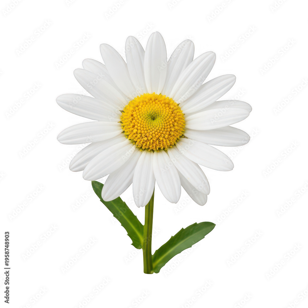 Fototapeta premium A delicate daisy flower with bright yellow center and white petals