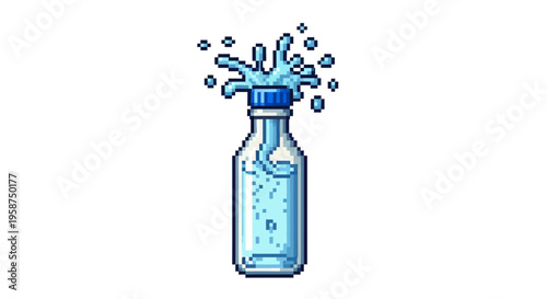 Refreshing Water Bottle Splash Illustration.
