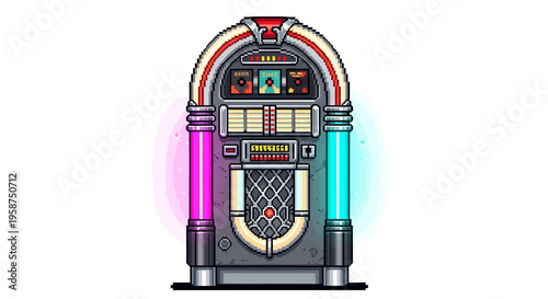 Retro Jukebox with Colorful Lights.