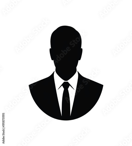 Black silhouette of a businessperson in suit and tie vector illustration EPS PNG file