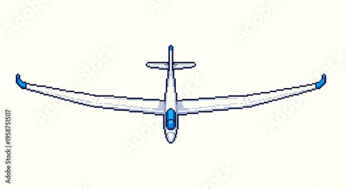 Top View of a White Glider Aircraft with Blue Accents.