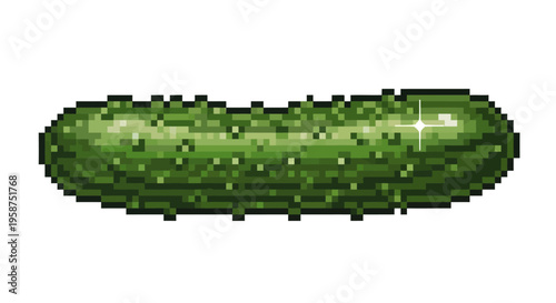 Pixel Art Pickle Vegetable Illustration Isolated White Background.