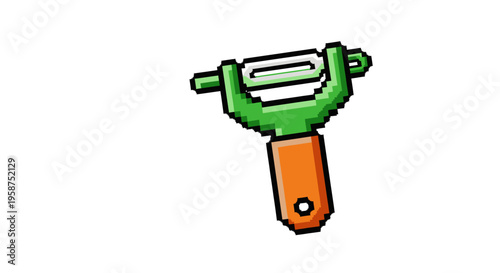 Pixel Art Vegetable Peeler Kitchen Tool Illustration.