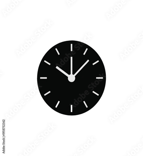 Black and white minimalist clock face vector illustration EPS PNG file
