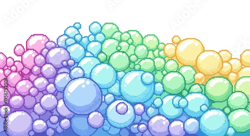 Colorful Bubbles Floating in a Rainbow Gradient.