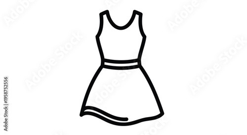 Fashion, dress, clothing, vector icon, minimalist design, black lines, women's wear