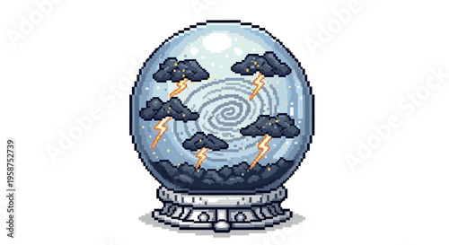 Mystical Crystal Ball Showing a Violent Storm Inside.