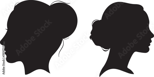 Silhouette of Elegance: Capturing the timeless beauty of two women in elegant profile silhouettes, evoking a sense of grace and sophistication. 