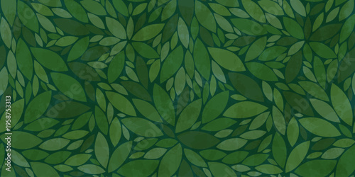 Watercolor leaves vector pattern. Green leaf seamless pattern. Leafs pattern background. Tropical leaves with watercolour texture