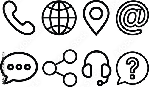 Collection of icons representing various communication and connectivity methods
