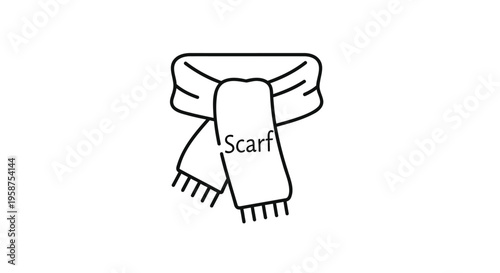 Scarf, fashion accessory, clothing, vector icon, minimalist design