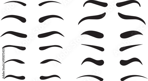 Eyebrow Curves: A collection of various eyebrow shapes and styles, showcasing the versatility and beauty of eyebrow design for cosmetic artistry.