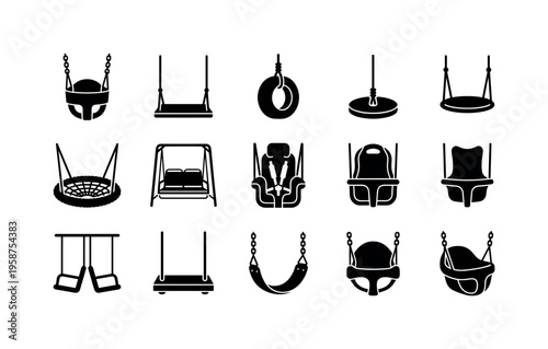Collection of various swing set icons for playgrounds and backyard fun