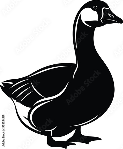 Black and white illustration of a canada goose