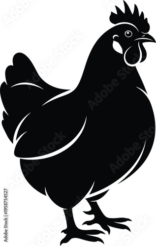 Black silhouette of a rooster or hen