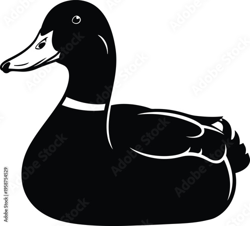 Black silhouette of a duck facing left