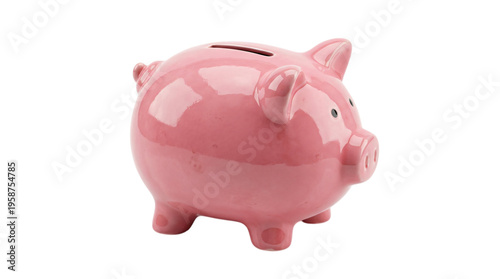 Pink piggy bank with slot on top for saving money securely