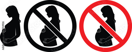 Prohibition symbols for pregnant women in close proximity