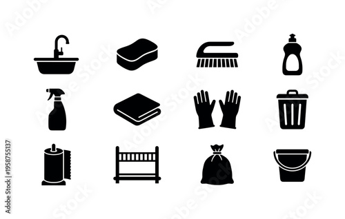 Essential cleaning supplies for an organized kitchen space