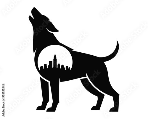 Dog Cat Best Friends Forever Silhouette Heart Crest Black Vector Illustration Logo