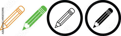 Comparison of pencils and pencil icons in different styles